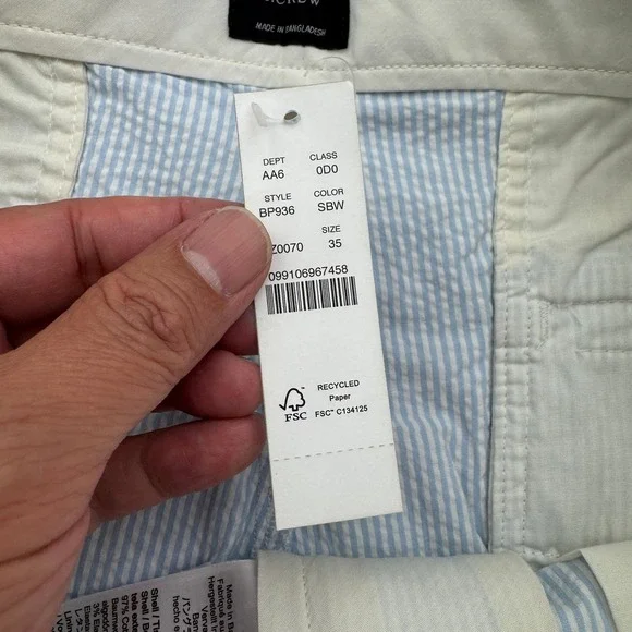 J Crew. Seersucker Shorts Mens 38 Blue Striped Casual Summer Lightweight NWT - Picture 5 of 10